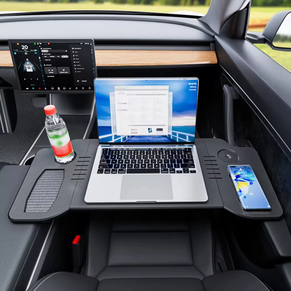 Car Laptop Desk Folding Steering Wheel Table Food Tray For Tesla Model 3 / Y Auto Steering Wheel Laptop Desk Drinks Tray Holder