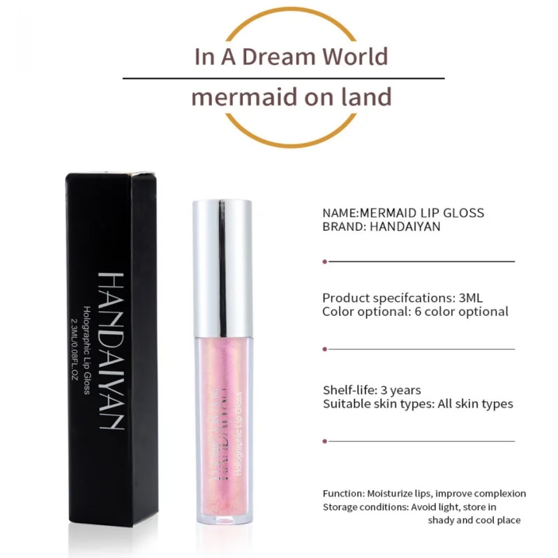 ملمع شفاه لامع رائع مرطب مقاوم للماء بريق حورية البحر ملمع شفاه يدوم طويلاً ملمع شفاه ساحر #6