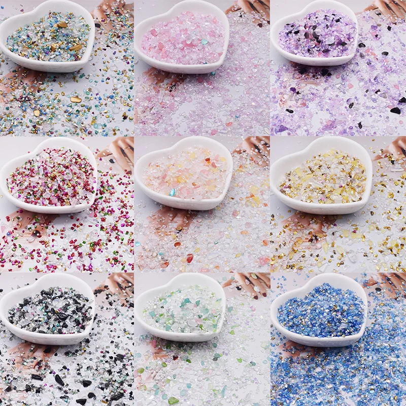 20g/bag Mixed-Color Glass Crushed Stones Set for Jewelry Making - Sparkling Chips for Resin Art, Nail Decor,Resin Filling DIY