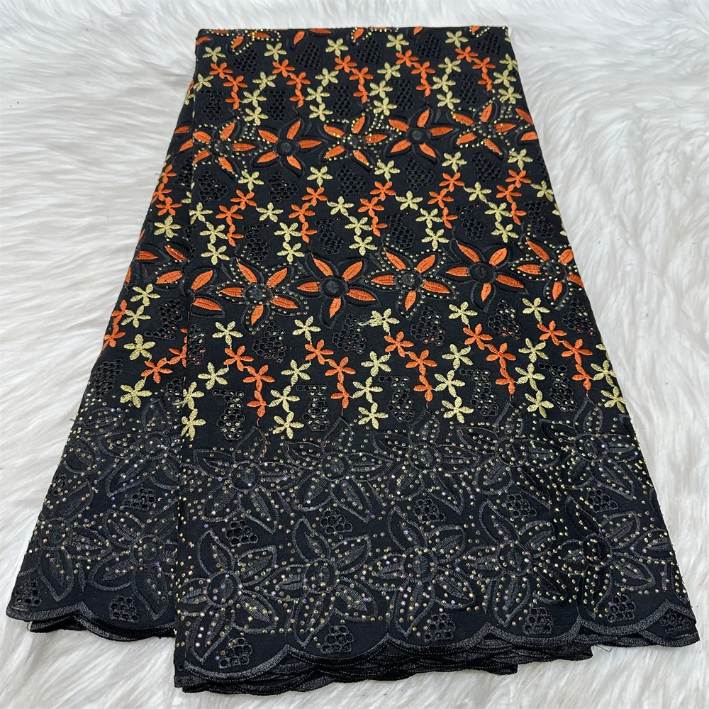 

Swiss Voile Lace Fabric with Stones, Embroidered African Lace Fabrics, Lafaya, 5 Yards