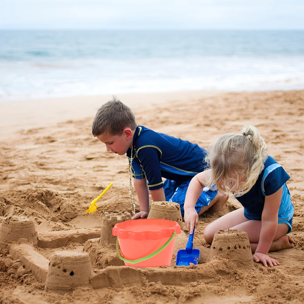 6-teiliges Sandspielzeug, Strandeimer, Wasserspielwerkzeug, Eimer, Eimer, groß, Kunststoff, tragbar, Baby Brining