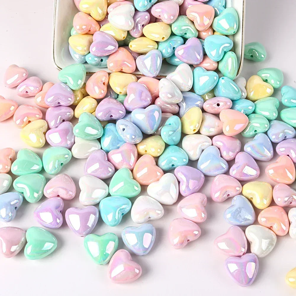 

20pcs Candy Colours Heart Beads Loose Spacer Acrylic Beads For Jewelry Making Supplies DIY Bracelet Necklace DIY Accessories