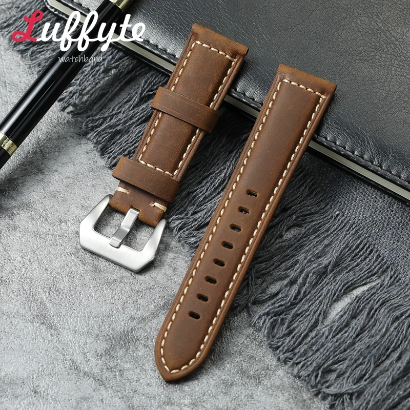 

Retro Crazy Horse Leather Wrist Strap 20mm 22mm 24mm 26mm Replacement Watch Band Women Men High Quality Wristwatch Bracelet