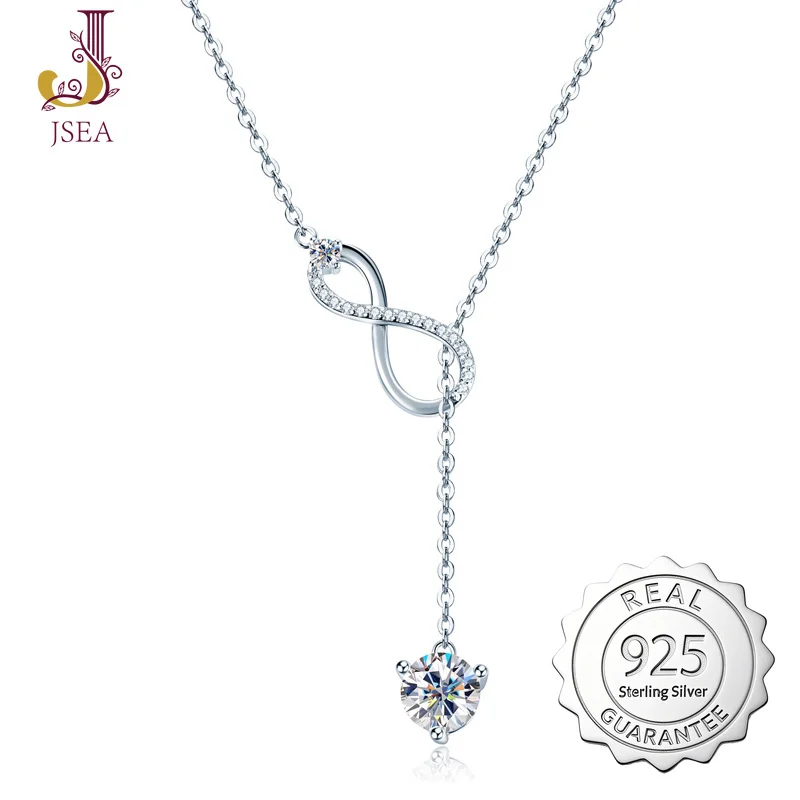 

925 Sterling Silver Y Lariat 1.26CTW 6.5mm Round Cut All Moissanite Infinity Pendant Necklace for Women