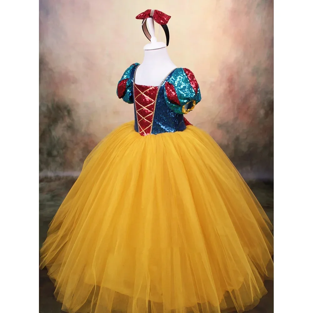 Bonito vestidos da menina crianças bebê vestido de princesa moda gola quadrada até o chão vestidos de baile festa presente natal cosplay traje