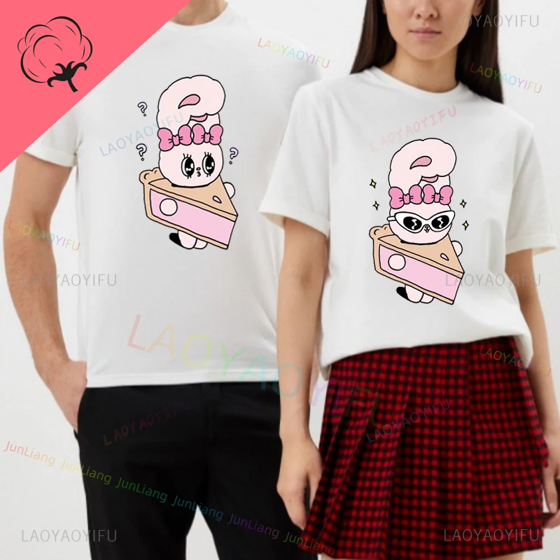 To Give to Girlfriend T-shirts for Men Cute Esther Bunny Rabbit Classic . Couple Combination Clothes Short Sleeve Collar Fashion