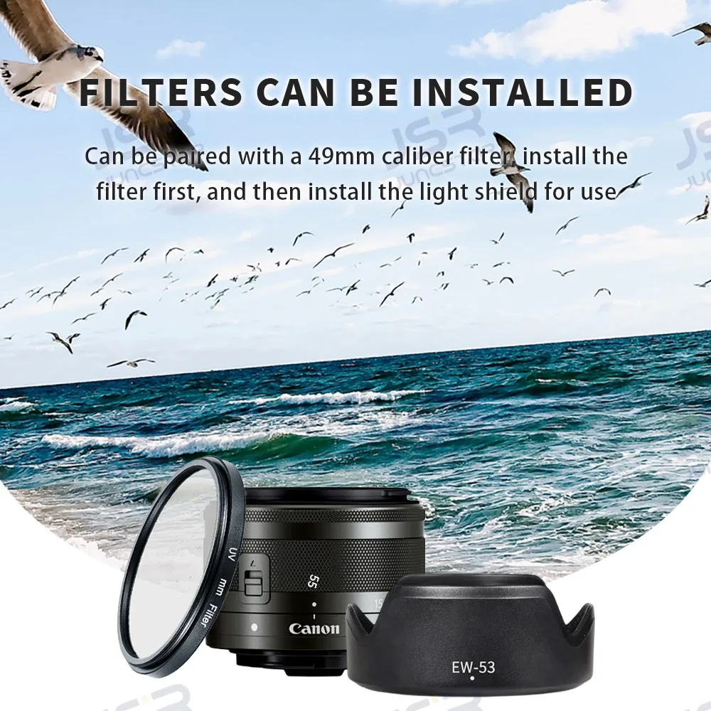 Подходит для объектива Canon EW-53 Light Shield RF-S 18-45 мм EOS R10 R8 R50 M50 M5 M6 M6II Micro Single EF-M 15-45 мм