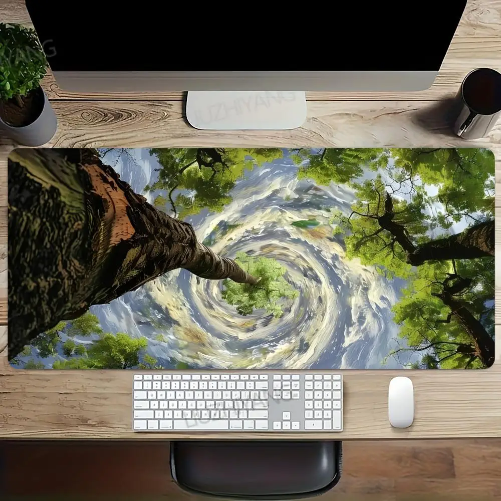 

Коврик для мыши с картиной маслом деревьев, большой коврик для компьютерного офиса, игровой настольный коврик XXL, противоскользящие коврики для игровой клавиатуры, длинные коврики для стола 40x90