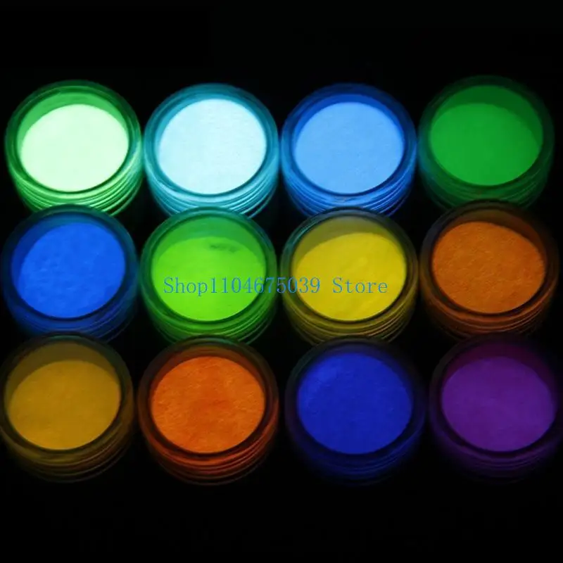 5asd 12 Colors Fluorescent Glow-in-the-Dark Powder Pigment DIY Jewelry