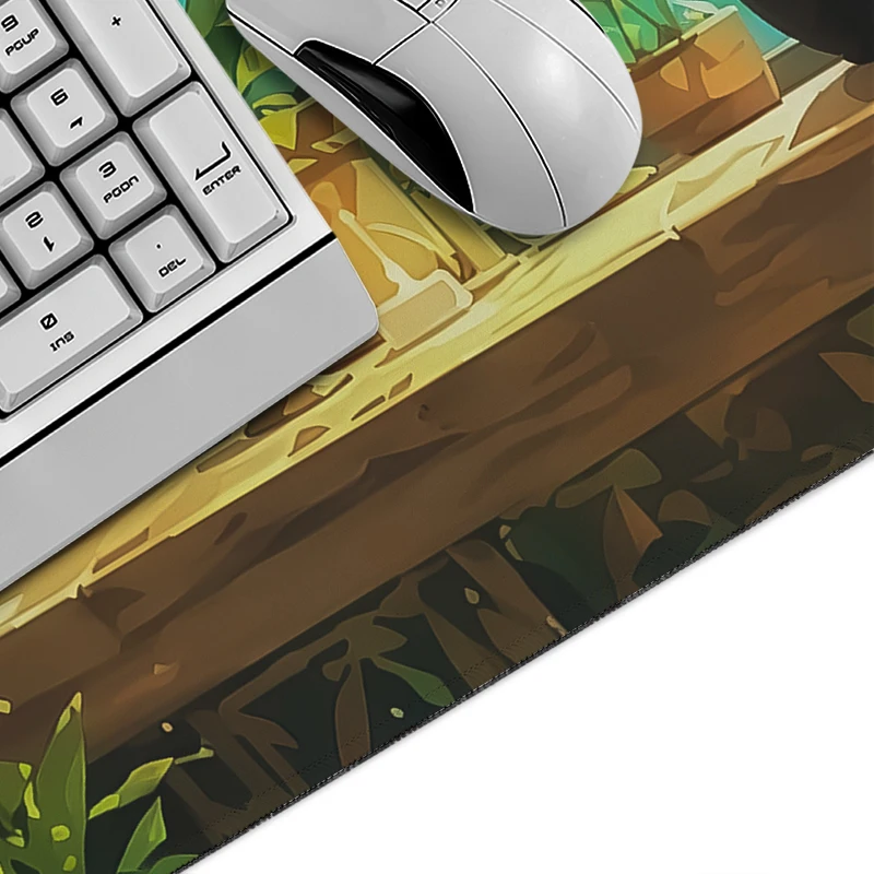 Mouse Pad Black Cat Green Plants Gamer XL Mousepad XXL keyboard pad Natural Rubber Soft Office Office Accessories Mouse Mats