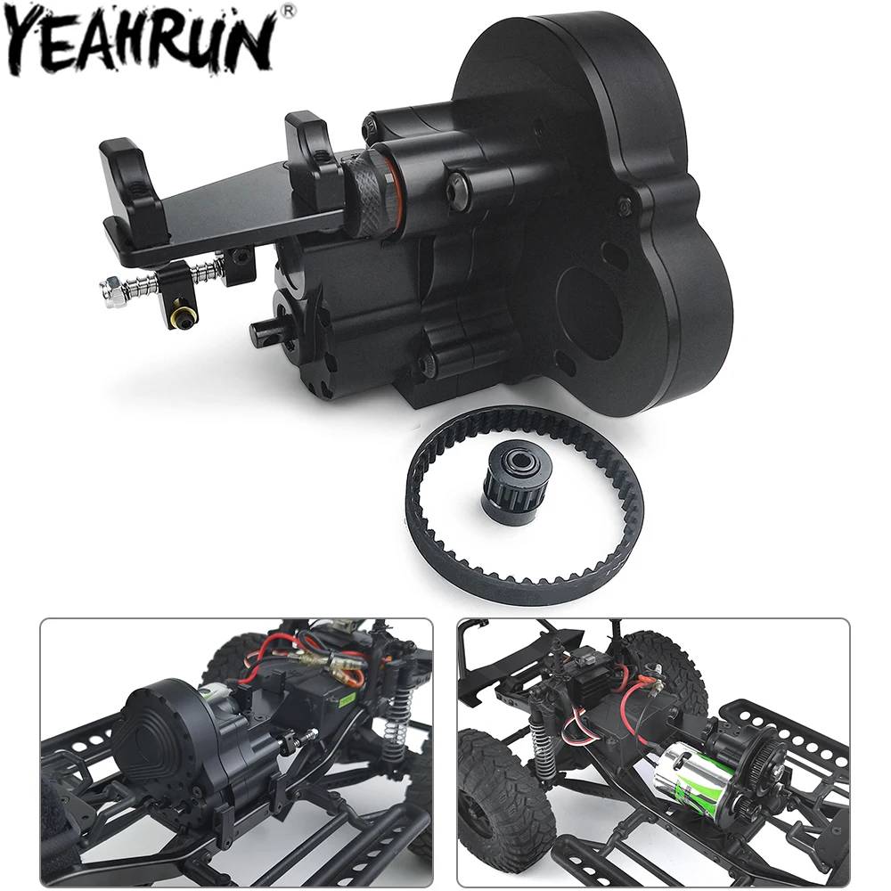 YEAHRUN Reverse Gearbox with Transmission Belt 2 Speeds for Axial SCX10 Wrangler Wraith 90048 1/10 RC Crawler Car Upgrade Parts