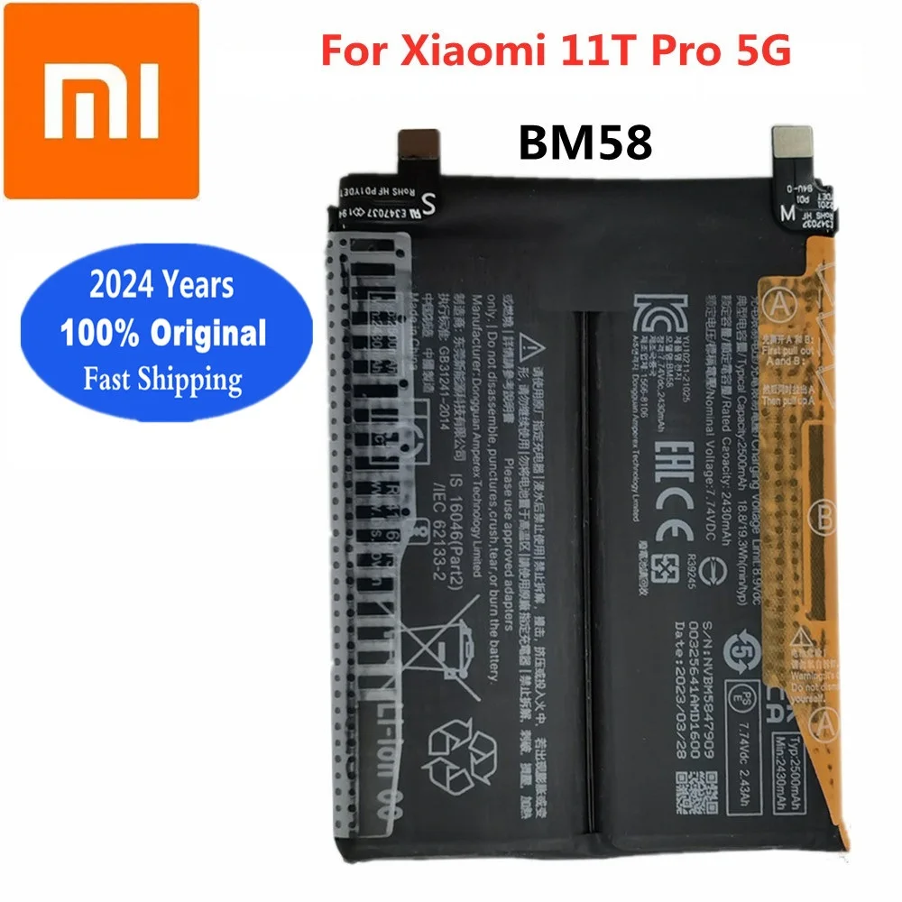 

Оригинальный аккумулятор BM58 для Xiaomi 11T Pro 5G 11TPro, 2024 мАч, быстрая доставка