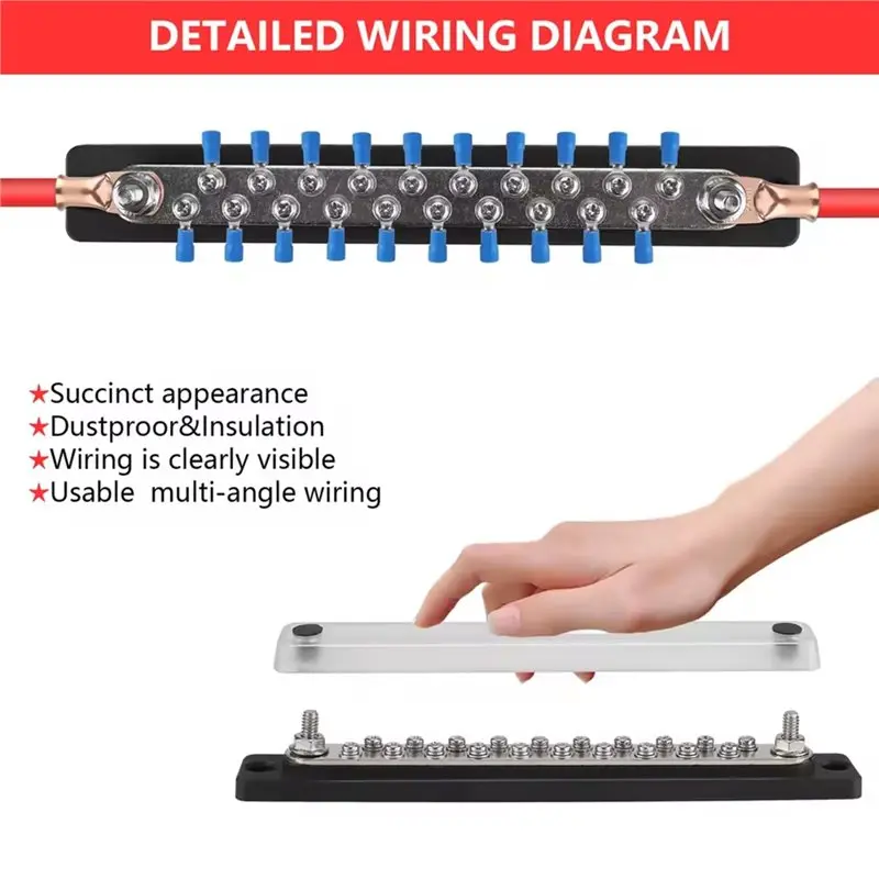 A20F-DC Bus Bar 36V 150A With 20 Way Terminal Distribution Block For Car RV Marine Solar Truck