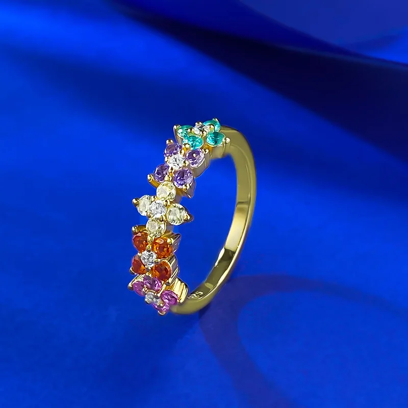 

Sparkling Colorful High Carbon Diamond Rings for Women-925 Sterling Silver Promise Wedding Band & Engagement Ring Jewelry Gift