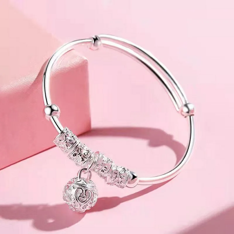 

Fashionable 925 sterling silver hollow clock ball bracelet, adjustable bracelet, women's festival gift, party wedding jewelry
