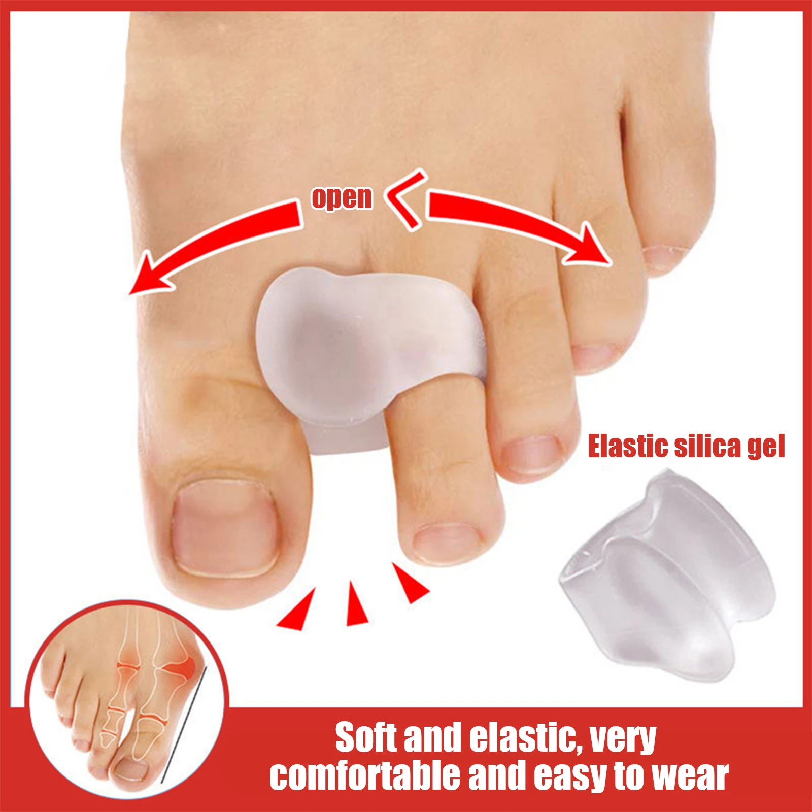 1 para żelowy Separator palców stopy narzędzie do pielęgnacji stóp silikonowy duży palec u nogi prostownica na haluksy Valgus Hallux Bunion Protector korektor wyrównanie