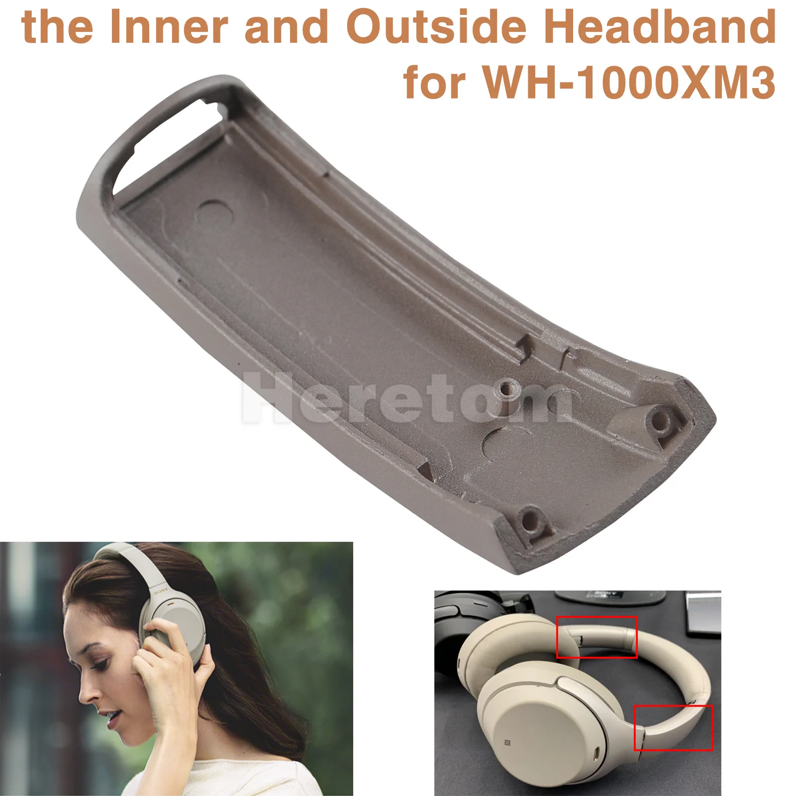 2PCS Replacement Headband Inner + Outside Cover For WH-1000XM3 Headphone Black /Silver