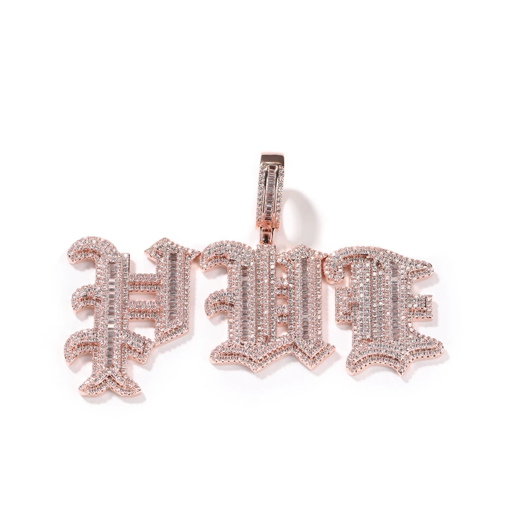 UWIN Customized Old English Name Pendant Iced Out Cubic Zirconia Latin Alphabet Charms Personalized Hip Hop Jewelry for Rappers
