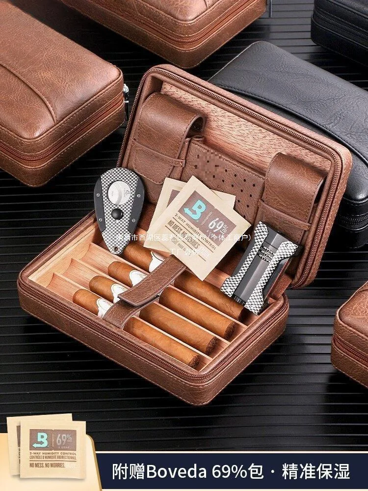 Cigar box Portable Wake-up Outing Carry Bag Tools Suit Lock Storage Imported Cedar Wood Humidor