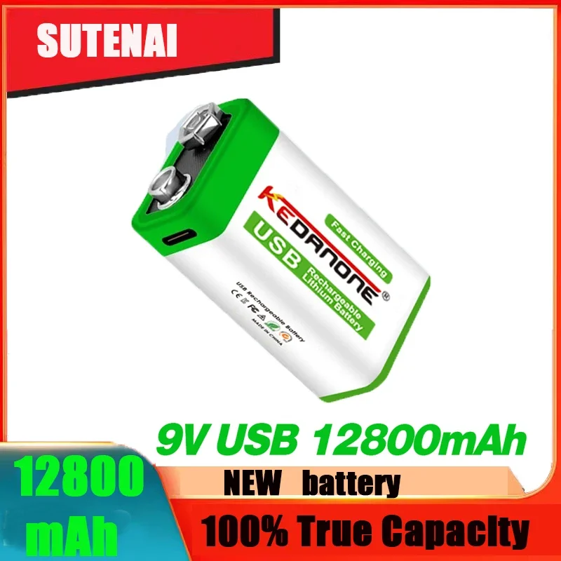 

2023 9V 12800mAh li-ion Rechargeable battery Micro USB Batteries 9V lithium for Multimeter Microphone Toy Remote Control KTV use