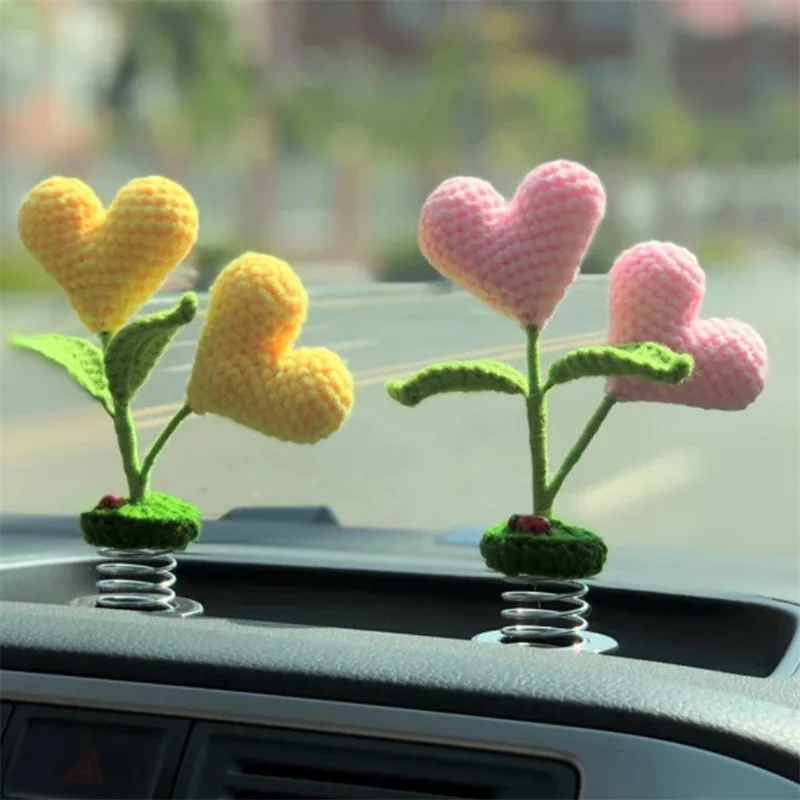 

Crochet love Rose Tulip Sunflower Flower Potted Artificial Flower Home Office Desktop Car Decoration Hand-knitted Flowers Potted