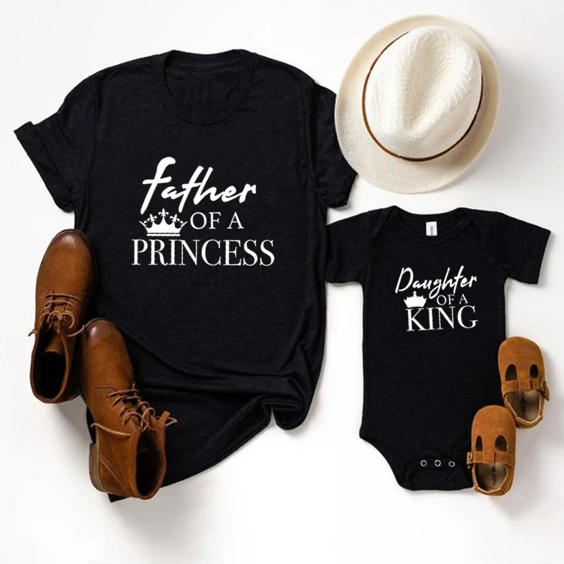 

Father Princess Daughter King Matching Father Baby Gift 2021 Girl Gift Dad and Baby Matching Shirt Little Girl Clothes Fashion M