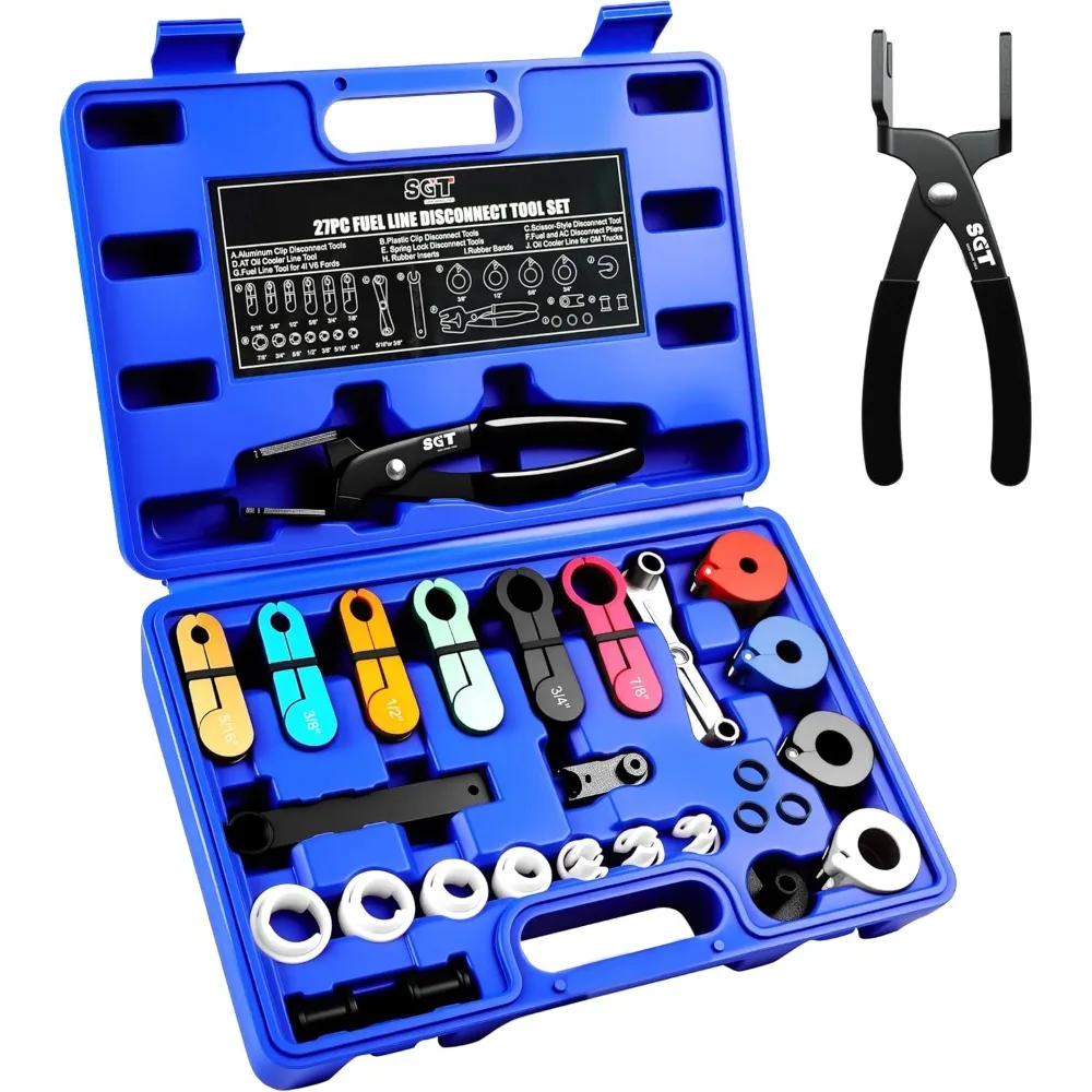 

sgt 27 шт. главный набор инструментов для быстрого отключения, набор инструментов для отключения топливопровода с клещами для отключения топлива и переменного тока, удаление топливной линии до