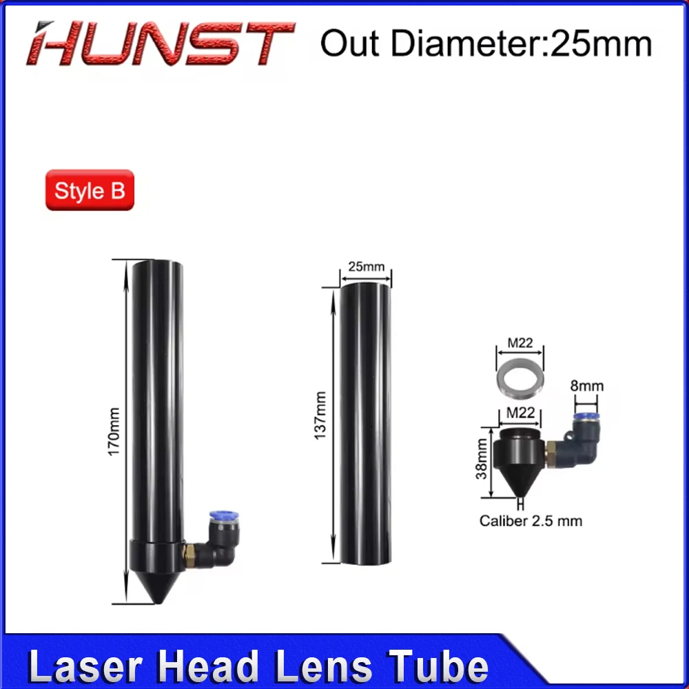 HUNST CO2 레이저 헤드 렌즈 튜브 에어 노즐 (레이저 출력 렌즈 직경 20mm, 초점 거리 50.8/63.5mm, 조각/절단 기계용)