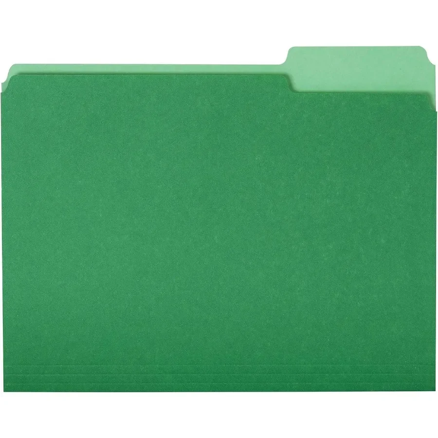 Vibrant Green 1/3-Cut Tab Folders Letter Size, 36-Pack for Office Organization & File Sorting, Home or School Use