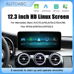 Wireless Carplay/Android Auto 12.3'' Touch screen Multimedia Radio Receiver for Mercedes Benz NTG5.0 GLA CLA GLC HD 1920 * 720