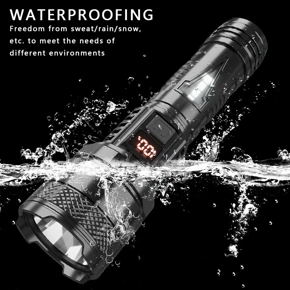 1500W Super Portable Rechargeable Led Lamp Built-in BatteryWaterproof High Power Led Flashlight White Laser Outdoor Torch Light