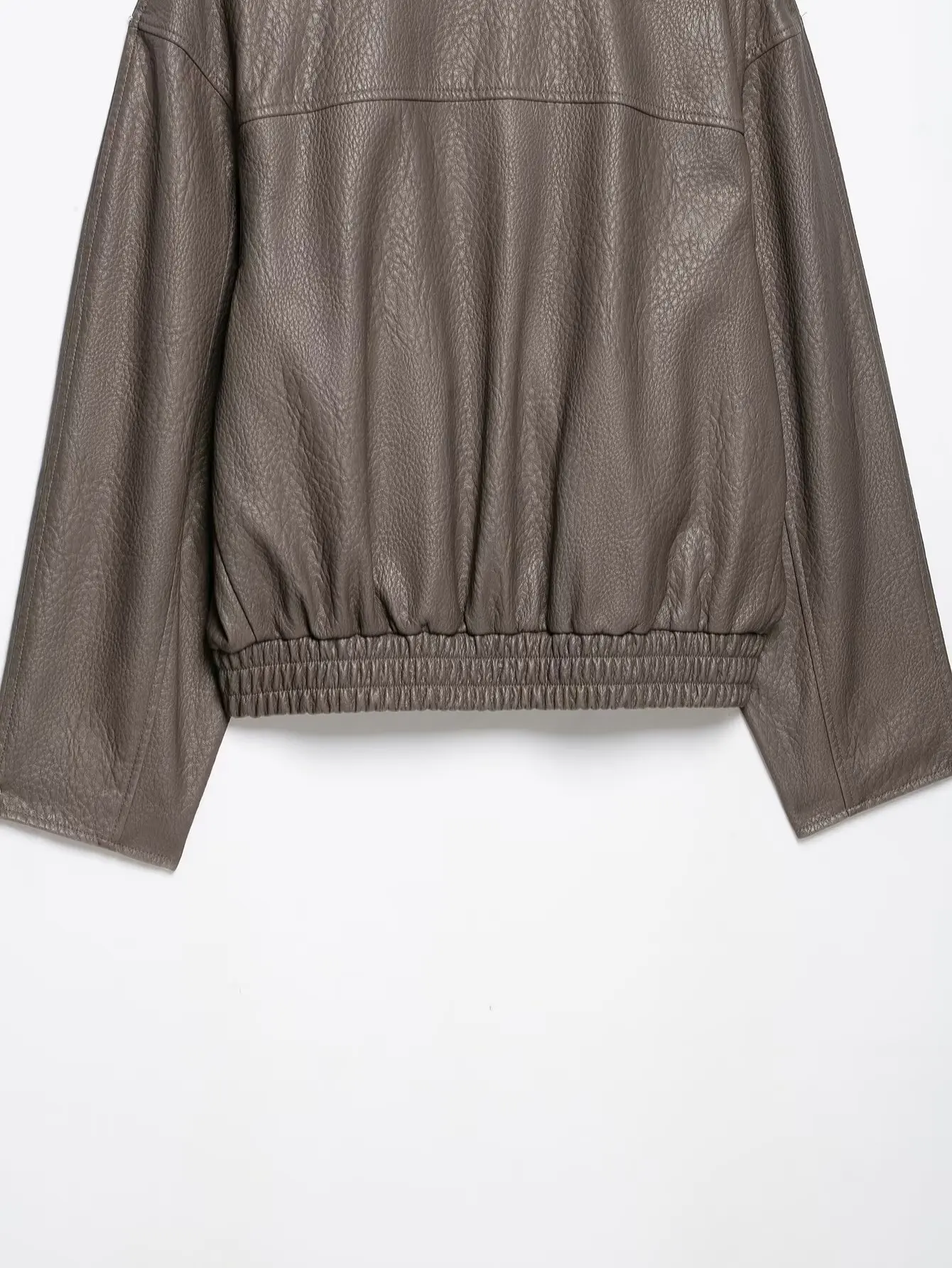 BSAY 2026 Herbst Minimalistische Vielseitige Kunstleder Damenjacke mit Schalkragen, Wickelfront, Geripptem Saum, Seitentaschen, Kurze Oberbekleidung – Detail 13