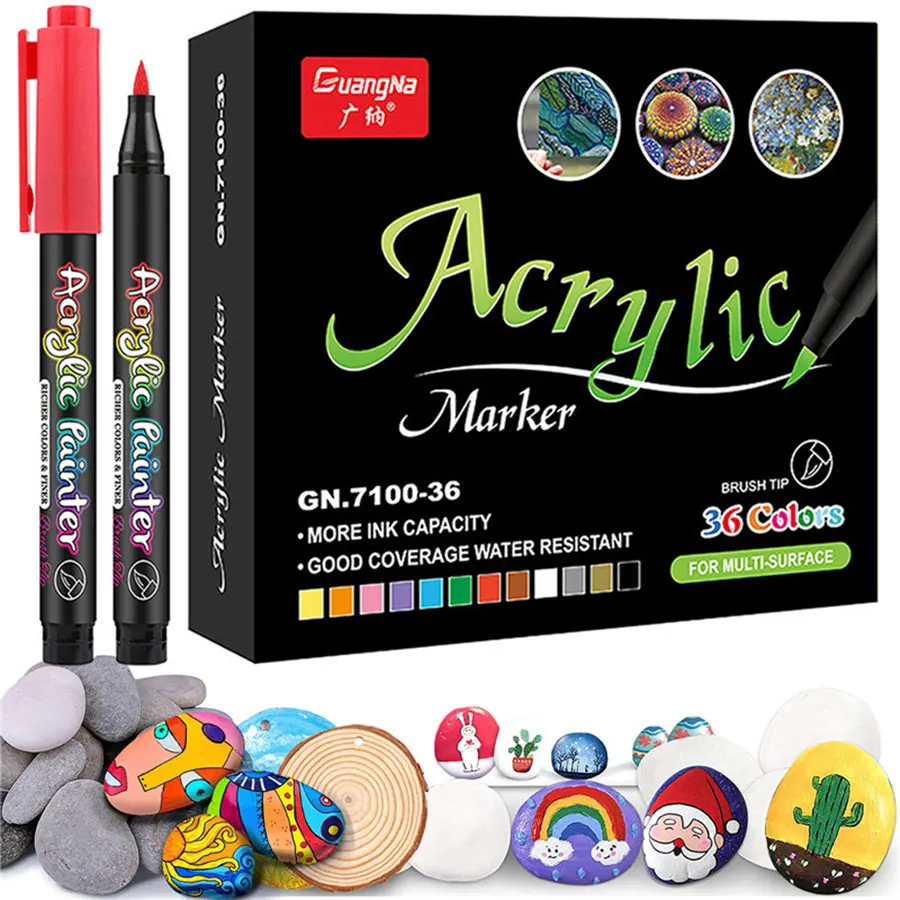 12/24/36/48/60 Color Soft Tip Acrylic Pen Water-based Paint Marker Pen DIY Hand-paint Graffiti Account Painting Marke Stationery