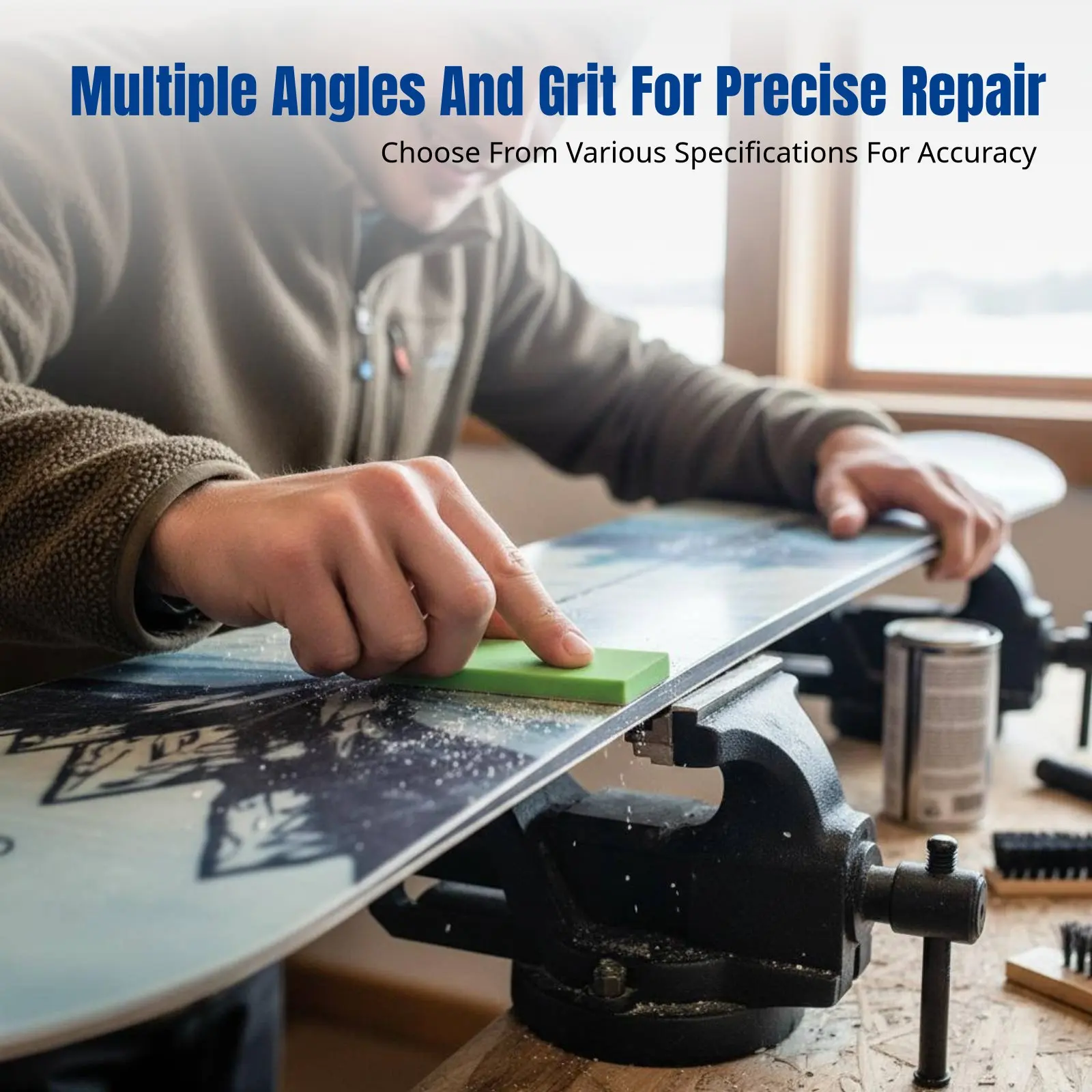 

Crystal stone ski edge sharpener, snowboard base and side edge sharpener, multi-angle versatile ski maintenance tool