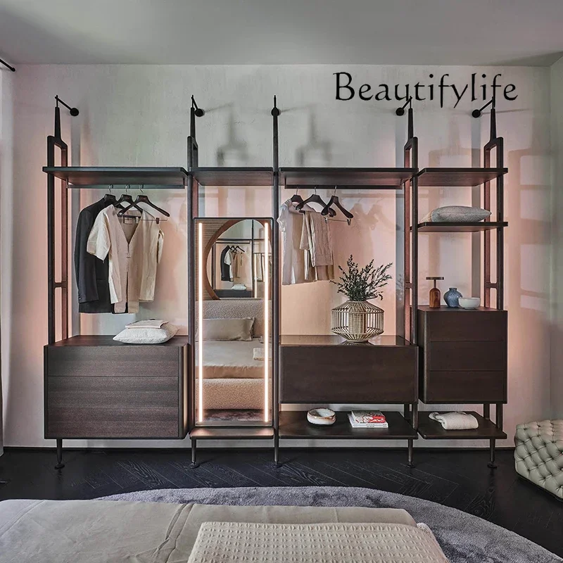 F Pure Solid Wood Italian Minimalist Fully Open Coat Rack System Multi-functional Combination Locker Rack