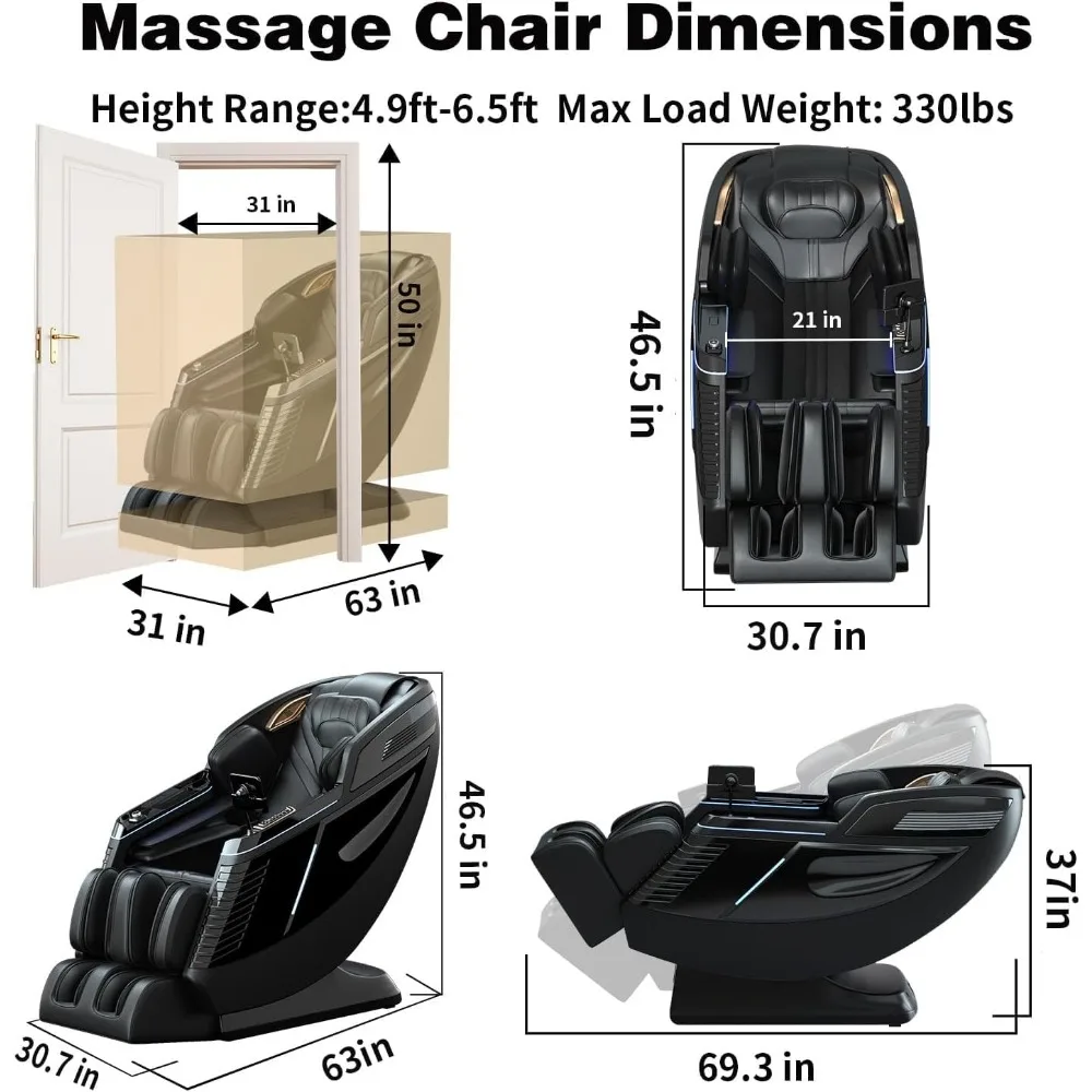 4D Massage Chair Full Body，SL-Track Massage Chair,Large Size, Good Wrapping,Perfect for Full Body Relaxation