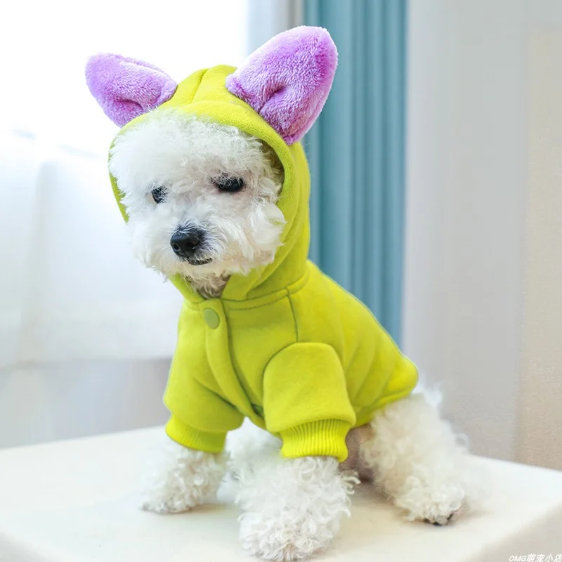 1PC Pet Clothes Cat Autumn/Winter Thickened Little Monster Green Coat Hooded Suitable for Small and Medium Dogs