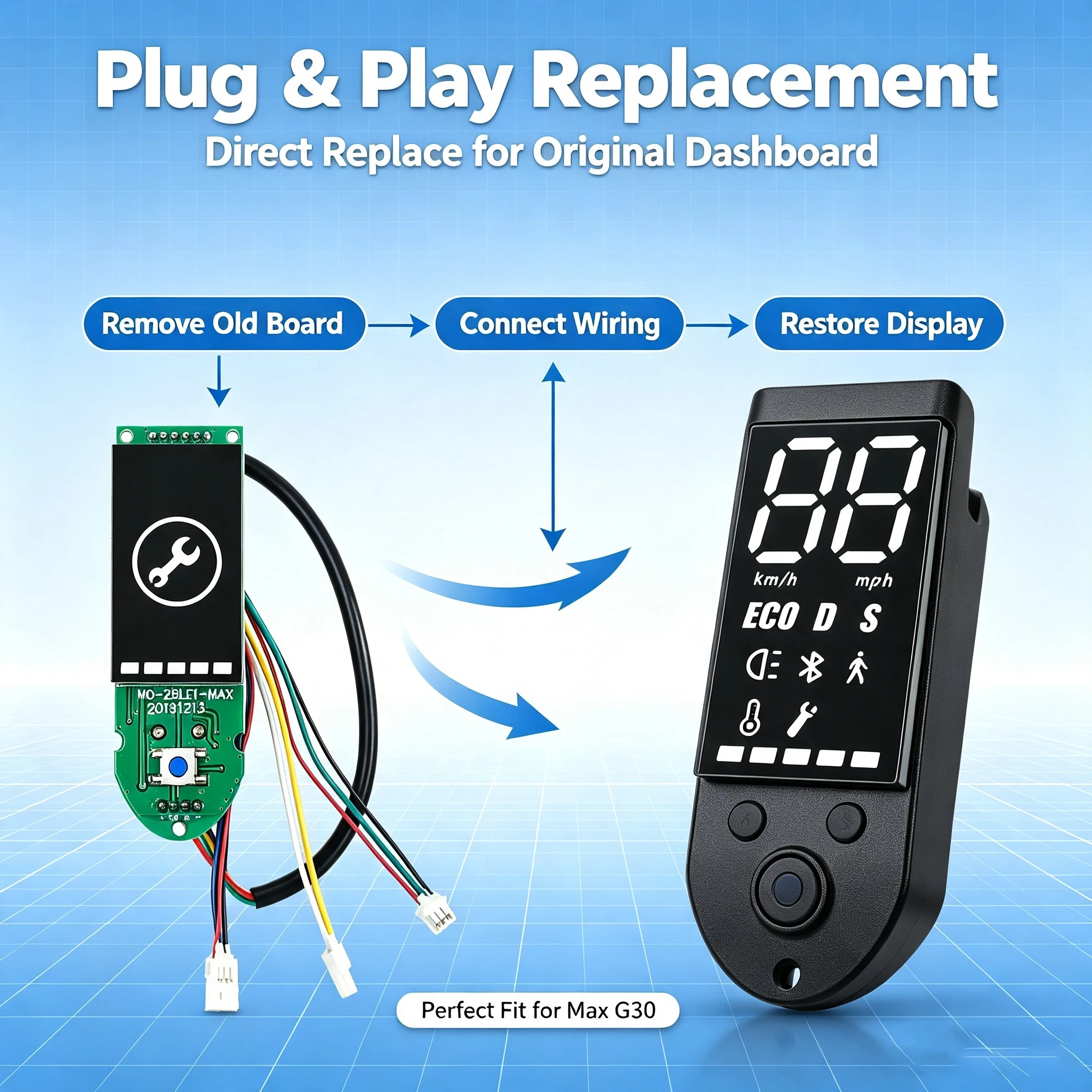 Replacement Dashboard Circuit Board For Ninebot Max G30 Kickscooter Electric Scooter Bluetooth Display Screen Panel Repair Parts