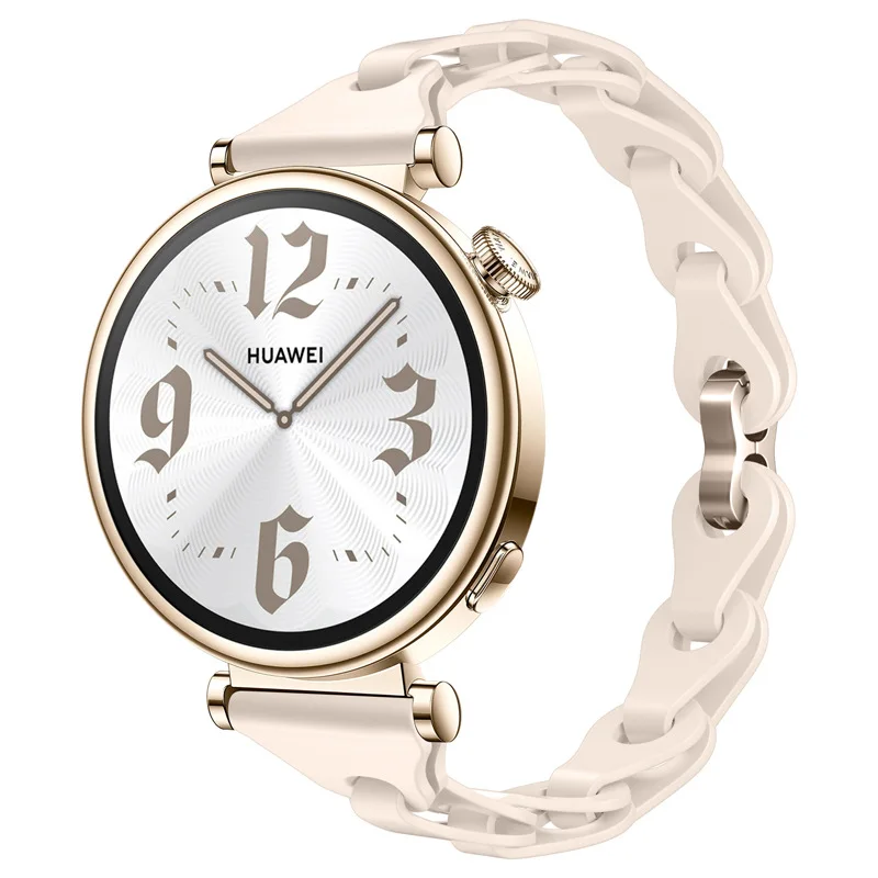 สายซิลิโคน18มม. สำหรับ Huawei GT4 41มม. นาฬิกาแฟชั่นกำไลข้อมือกลวงออกสร้างสรรค์สายนาฬิกา DIY ใหม่