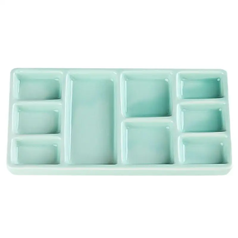 Ceramic Square Multi Grid: Palette Watercolor Oil Paint Tray Portable Adult Beginner Art Supplies Jingdezhen Firing