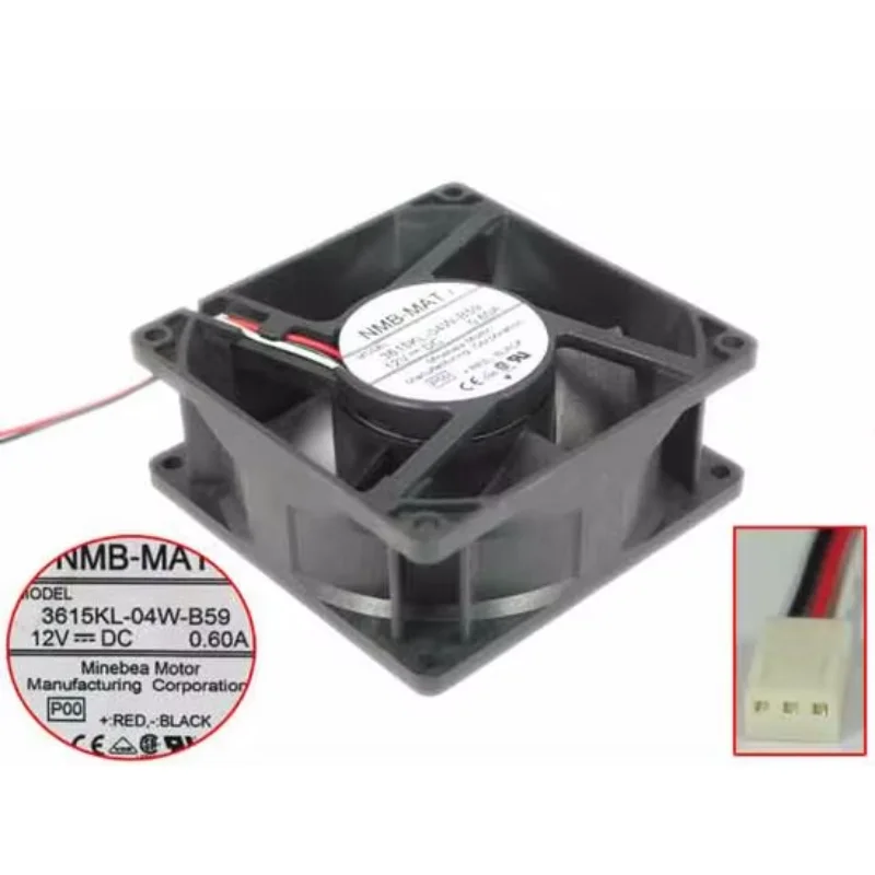 NMB-MAT 3615KL-04W-B59 P00 Server Cooling Fan DC 12V 0.60A 3-Wire 90x90x38mm