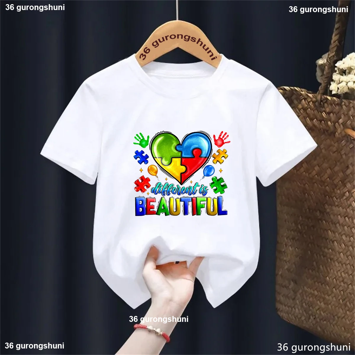 

Rainbow Different Is Beautiful Autism Printed Tshirt Girls/Boys Love Balloon Kids Clothes Funny Kawaii T Shirt Harajuku Shrit