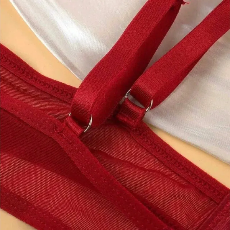 Комплект кружевного нижнего белья с цветочным принтом, женский прозрачный бюстгальтер-стринги, из 2 предметов, нежное нижнее белье для ролевых игр в стиле фэнтези