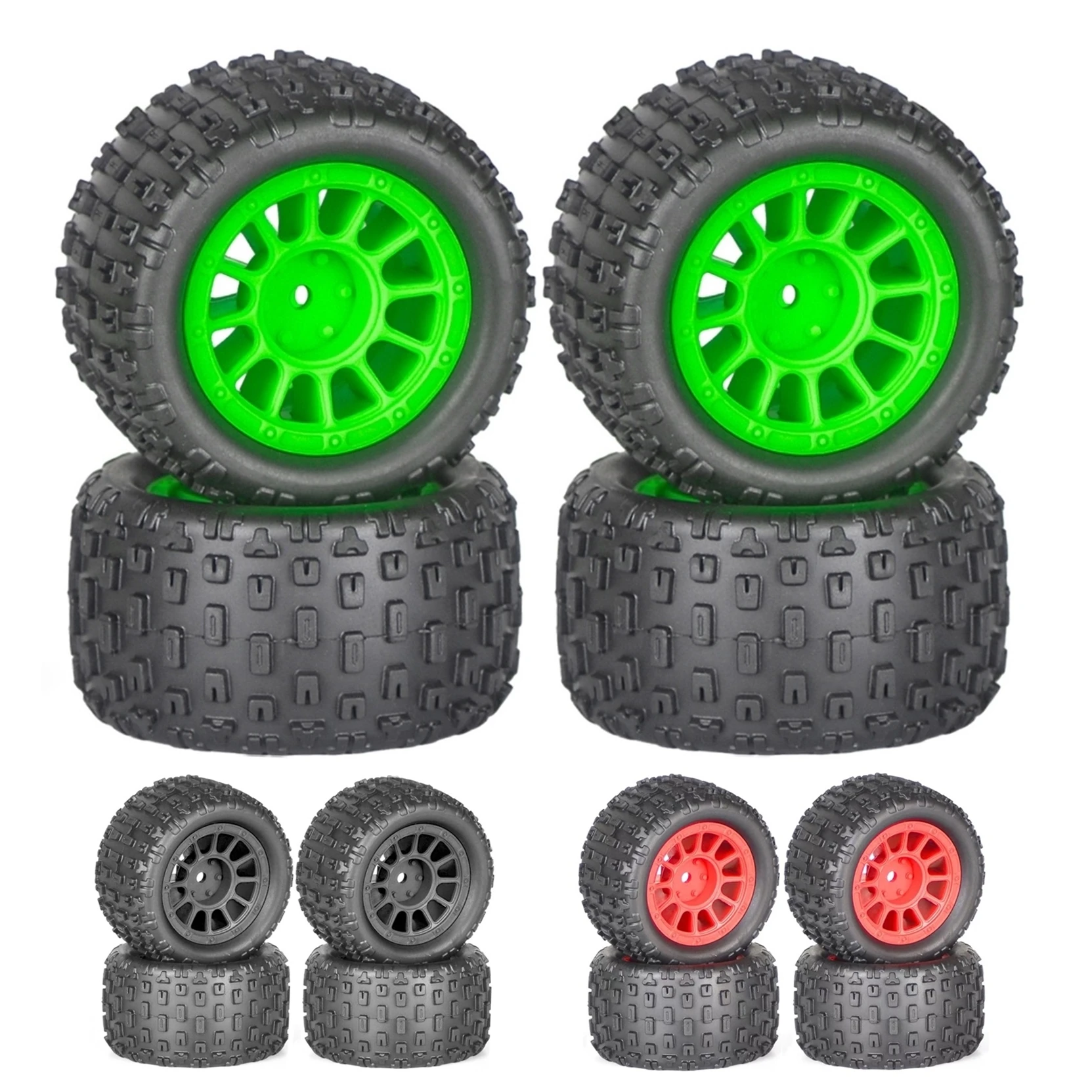 4pcs 74mm Rubber Tire Tyre 12mm Hex for Arrma 1/18 Granite Grom Typhon GROM RC Car RC Car Upgrade Parts Accessories