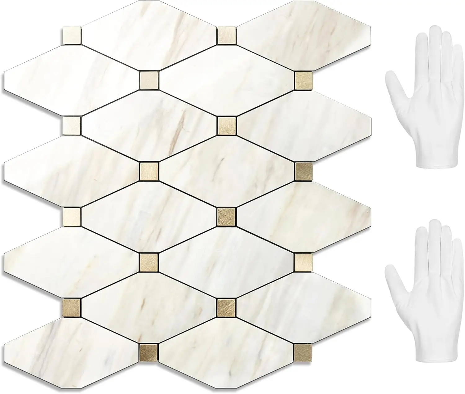 

10 Sheets Peel and Stick Backsplash, Polished Eurasia Biege Marble Look Kitchen Backsplash, Glossy Waterproof Stick on Backspla