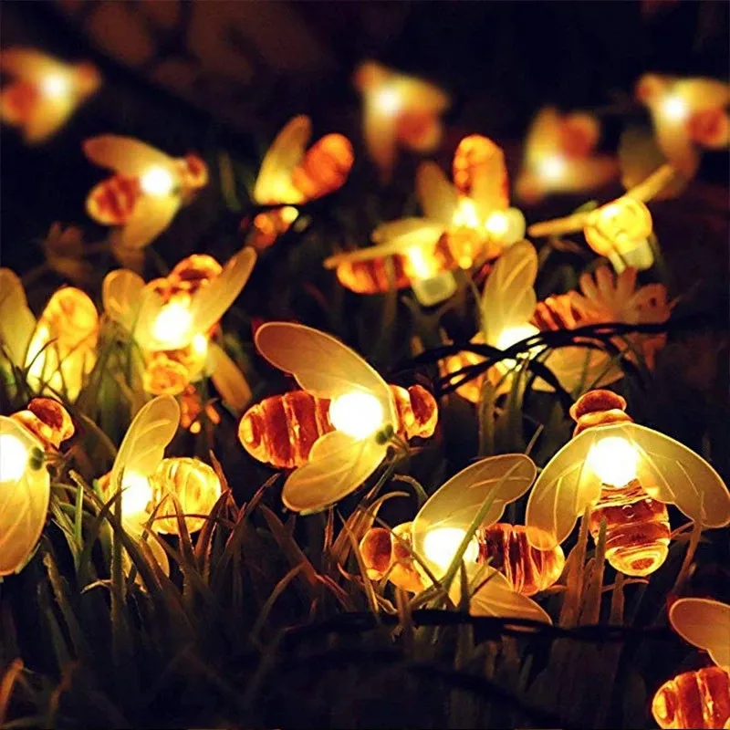 Waterdichte Outdoor Leuke Honey Bee Led Fairy String Lights Zonne-energie Lamp Kerst Guirlande Verlichting Voor Tuin Hek Patio