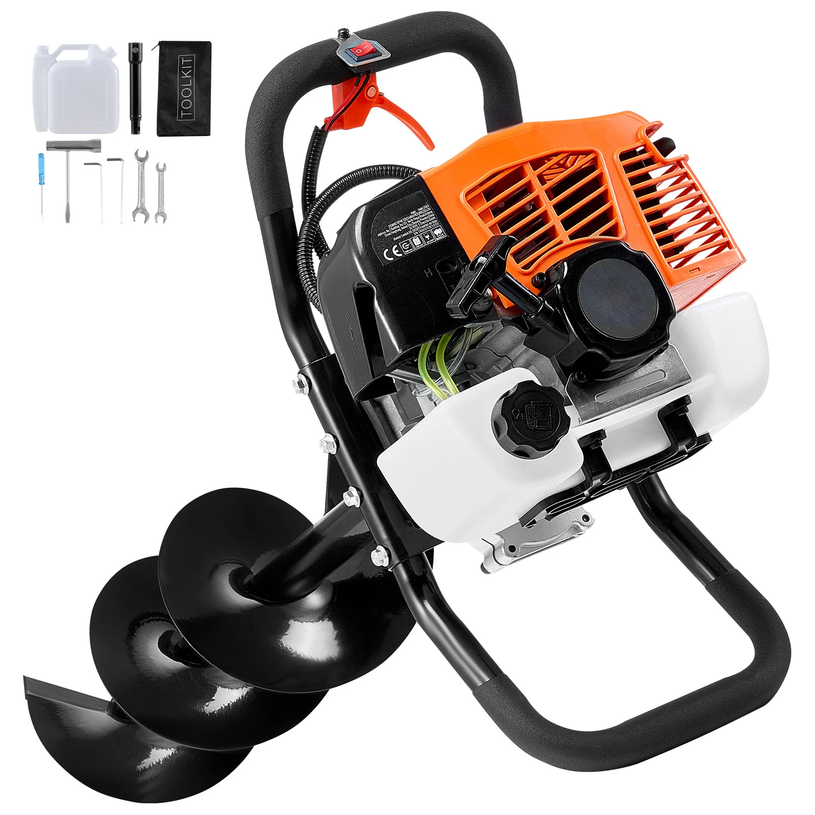 

SucceBuy 52CC/63CC 1450W/2400W Post Hole Digger Gas Powered Gas Auger with 8” Auger Drill Action Design Bits for Farmland Garden