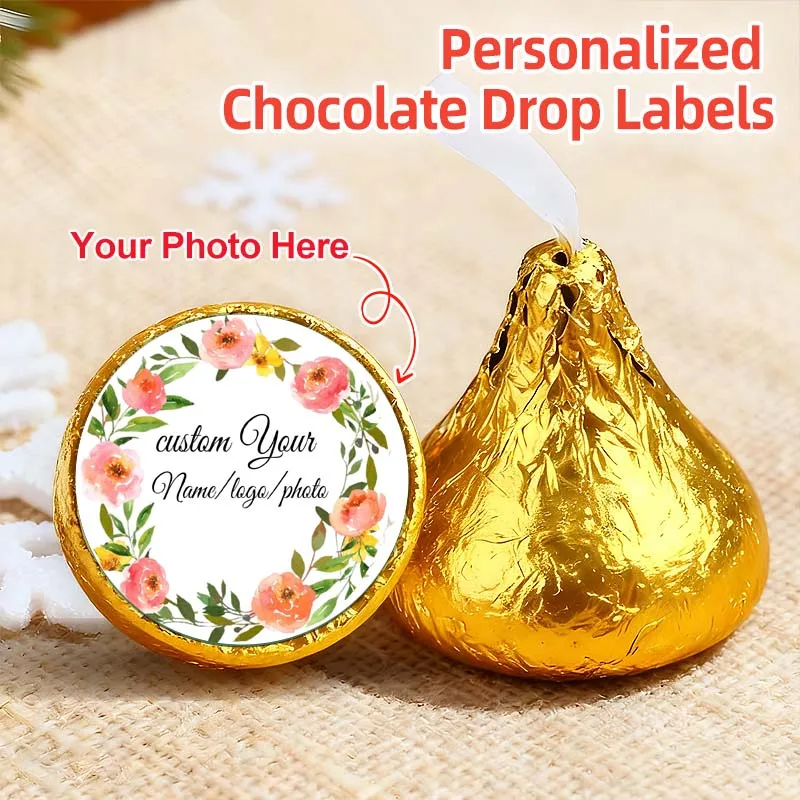 Custom Photo Chocolate Stickers, Customizable Round Labels , Wonderful for Wedding, Birthday, Engagement Party Decorations