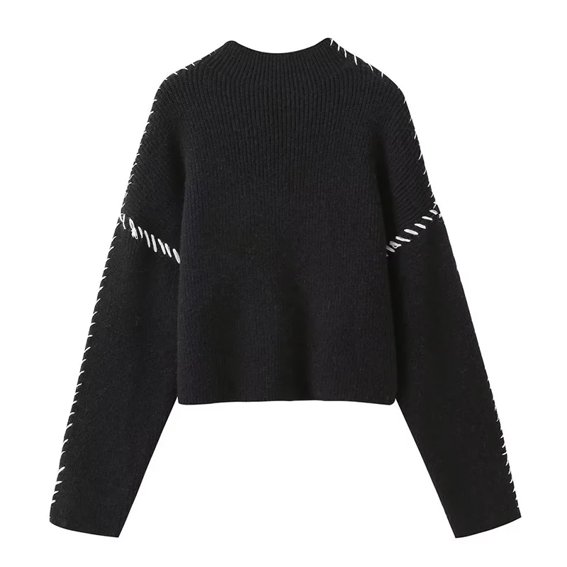 Women\'s Autumn Knitted Pullover Black Sweater Spring O-Neck Long Sleeve Knitwears Female Casual Streetwear Tops Pull Femme