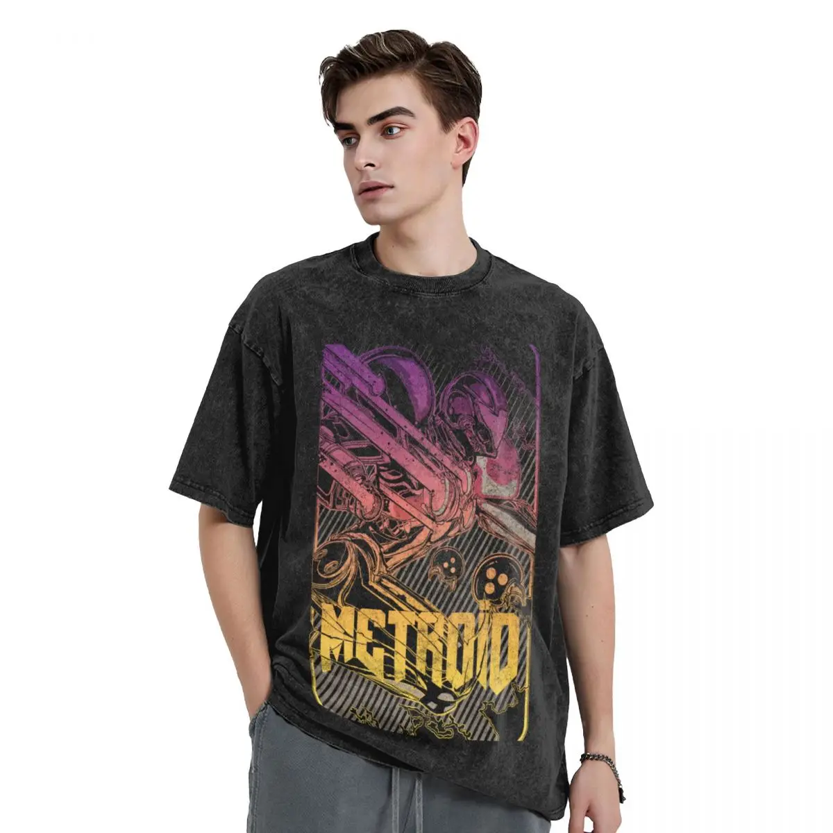 

metroid T-Shirt Short sleeve tee oversized cotton t shirt men